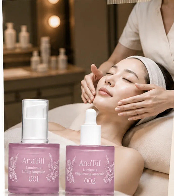 A K-SPA facial in progress, with the Lifting and Brightening ampoules in the foreground