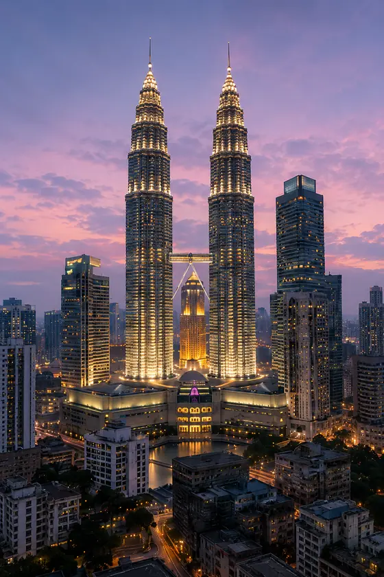 The Kuala Lumpur skyline at dusk