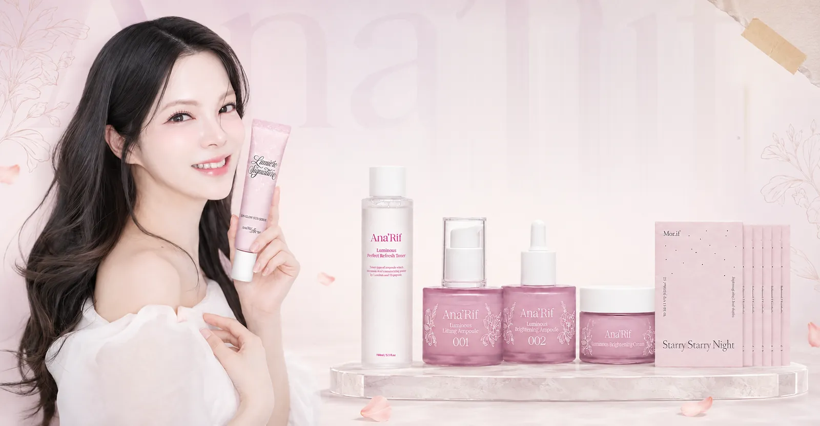The Ana'Rif collection beside the new Lumière Signature Sun Glow Sun Serum